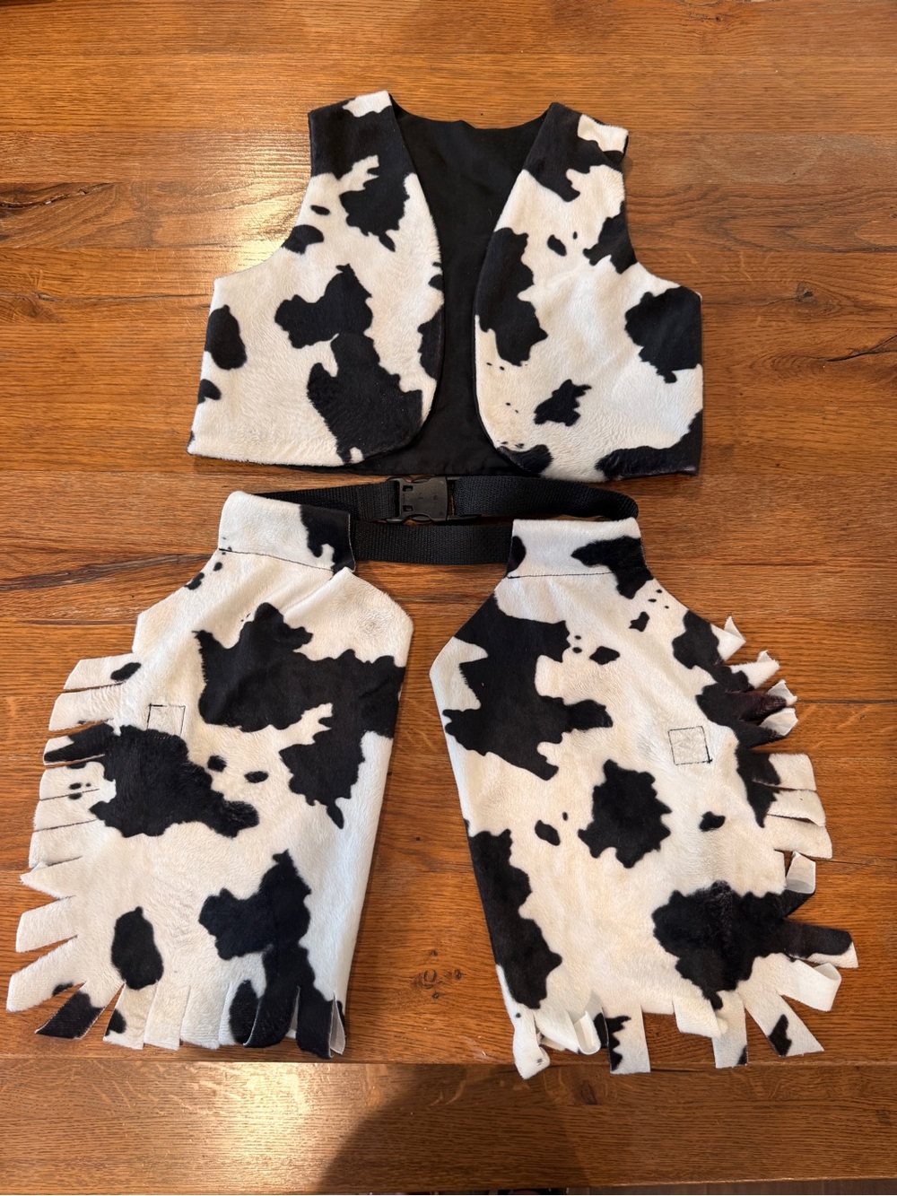Kids Cow Print Vest and Chaps Set - Black & White